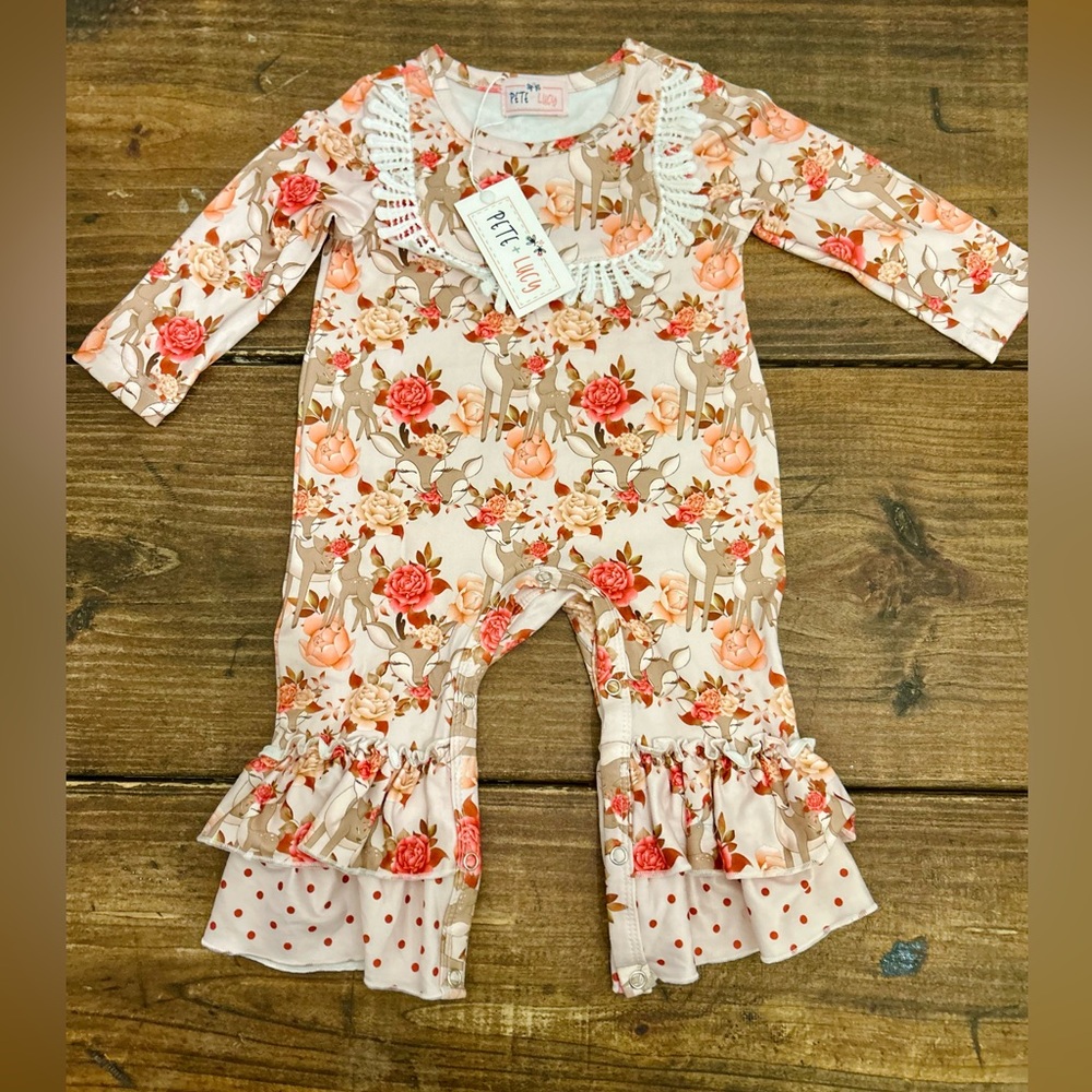 NWT Pete + Lucy Floral Ruffle Jumpsuit Size 0-3m